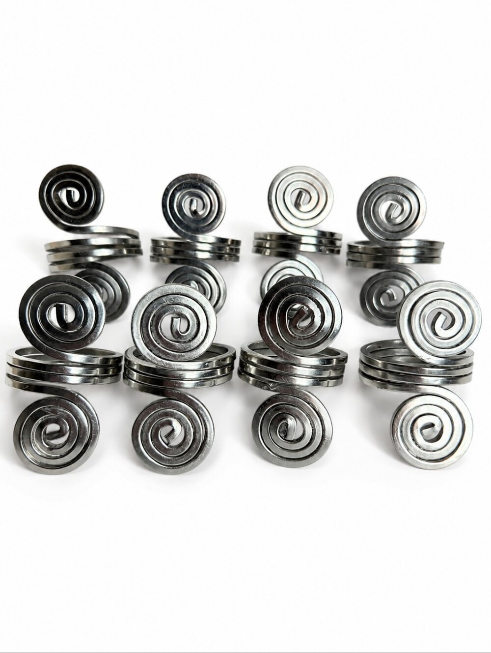 Neiman Marcus Set of 8 Silver Spiral Napkin Rings Modern Contemporary